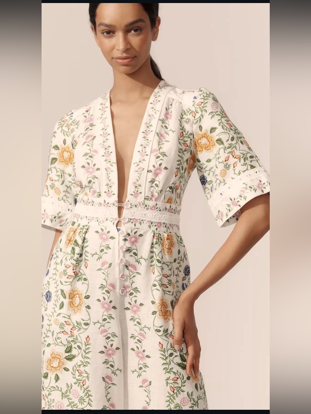 FARM Rio White Floral Embroidered Wide‑Leg Jumpsuit - Picture 2 of 4